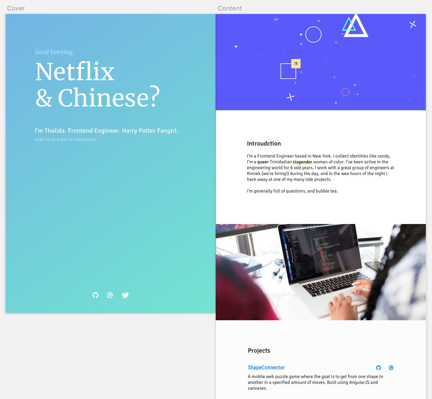 Mock up of color split screen version