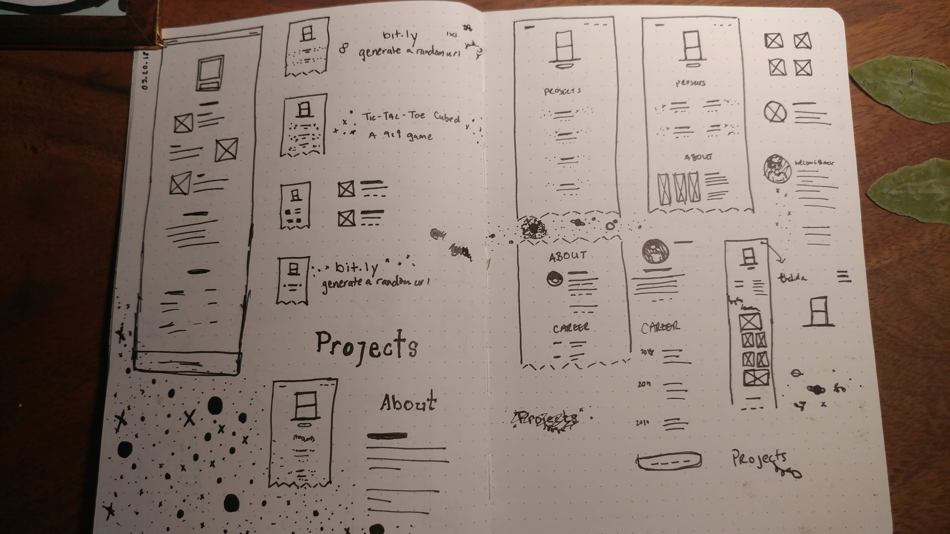 Concept sketch 2 in my notebook of thalida.com: window version