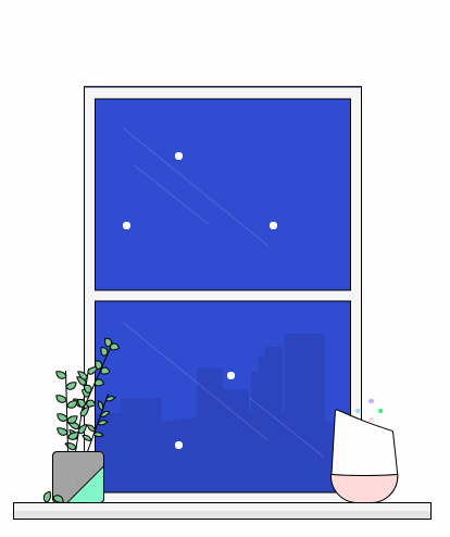 Gif of the homepage window with snow